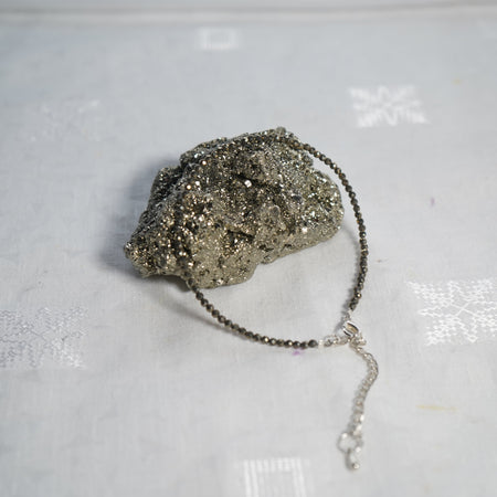 Mahalaxmi Combo - Raw Pyrite Anklet with Pyrite Stone