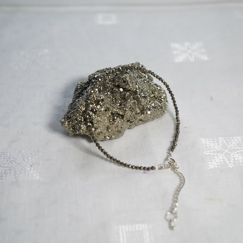 Mahalaxmi Combo - Raw Pyrite Anklet with Pyrite Stone