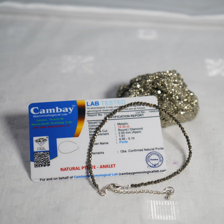 Mahalaxmi Combo - Raw Pyrite Anklet with Pyrite Stone